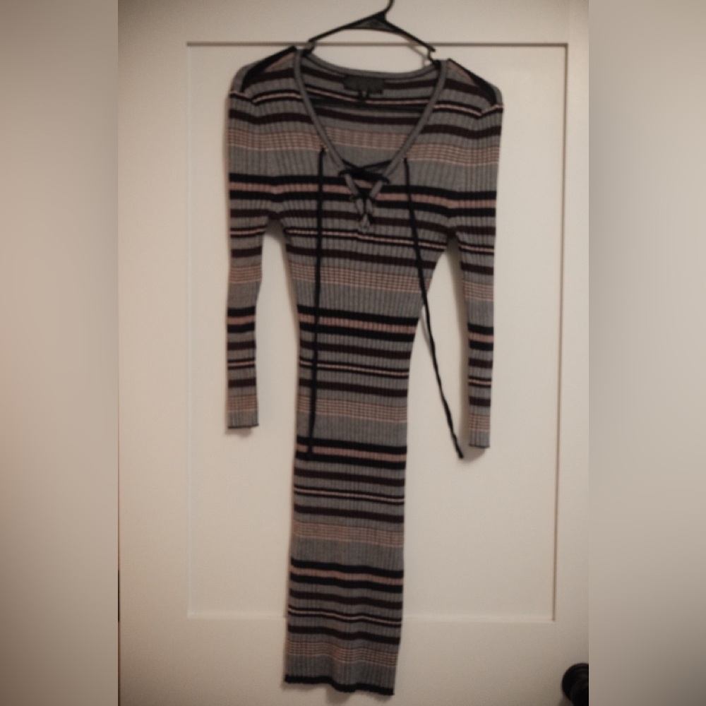 Chic Long Sleeve Striped Dress